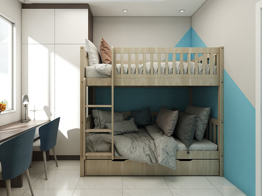 giường tầng được làm từ ván gỗ công nghiệp