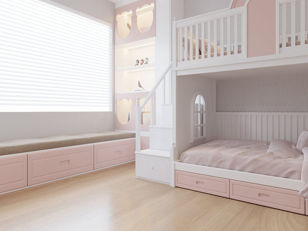 thiết kế thi công nội thất giường tầng cho bé