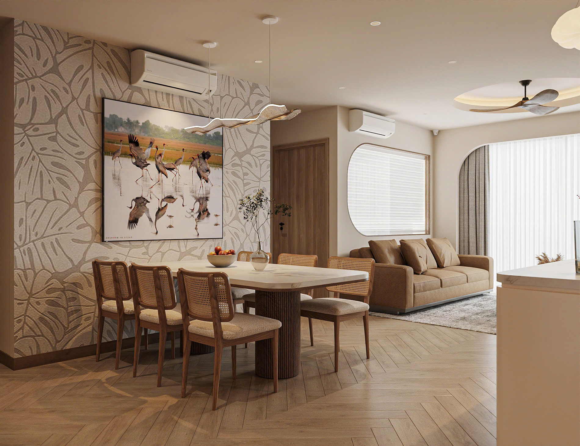 Đơn vị Thiết kế thi công nội thất căn hộ 3pn Vinhomes Grand Park 91m2 - phòng khách