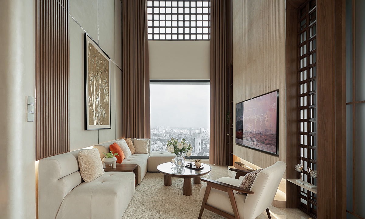 Thiết kế thi công phòng khách phong cách Zen duplex